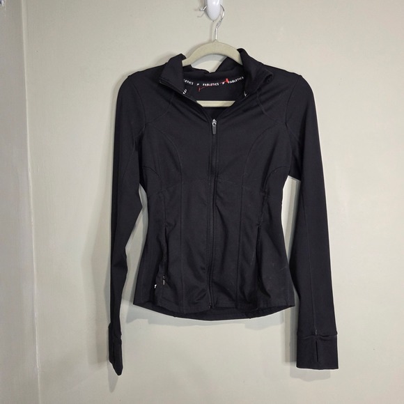 Fabletics Jackets & Blazers - Fabletics Full Zip Athletic Jacket Womens Sm/M Black Yoga Running Thumbholes L